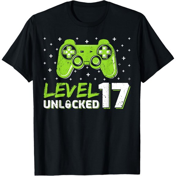Exquisite and comfortable-Gaming Lover Level 17 Unlocked Video Gamer 17th Birthday T-Shirt