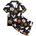 thumbnail image 4 of Yuncity Girls Pajamas Halloween Print Jammies Soft Satin Sleepwear Long Sleeve Comfortable Nightwear Outfit Party Loungewear Size 2-3 Years Black, 4 of 4