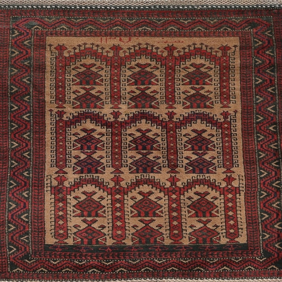 Ahgly Company Indoor Square Traditional Chestnut Brown Southwestern Area Rugs, 3' Square