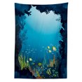 thumbnail image 3 of Ambesonne Ocean Tablecloth Rectangular Table Cover, Tropical Fishes and Reefs, 52"x70", Dark Blue, 3 of 4