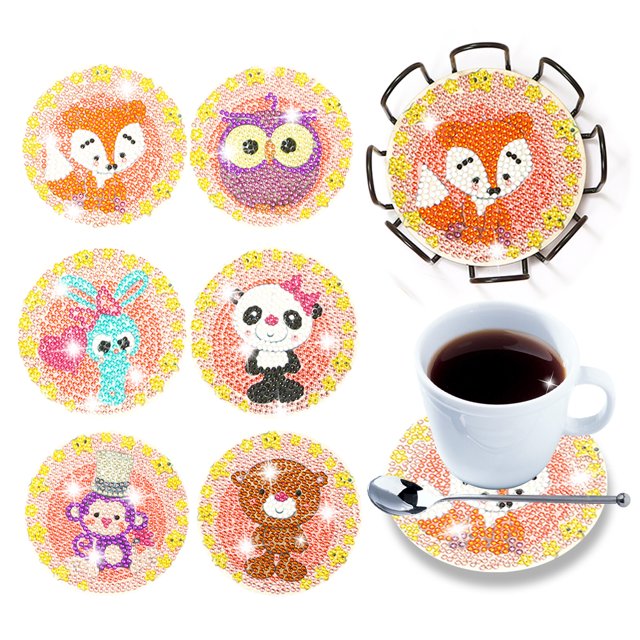 Posavasos de pintura de diamantes para manualidades, almohadilla de copa de diamantes de imitación de madera hecha a mano para regalos de niños Hugtrwg Para estrenar
