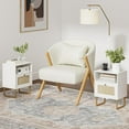 thumbnail image 5 of Rattan Nightstand, Modern Boho Farmhouse Wood Bedside Table with Storage Drawer and Open Shelf, Small Gold Frame Side End Table for Bedroom, Living Room, Office(White), 5 of 7