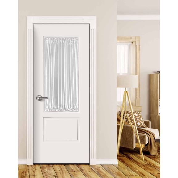 White Blackout Door Curtains for French, Glass,Front, Back, Patio Door, Modern Minimalist Pure Soild Color Thermal Insulated Rod Pocket Window Curtain Drapes With Tiebacks 25"x40"