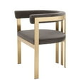 thumbnail image 2 of Cid 24 Inch Modern Accent Chair, Curved Slatted Back, Velvet, Gray, Gold, 2 of 5