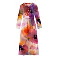 thumbnail image 4 of Qiopertar Robe Décontractée pour Femmes, Élégante, Imprimée, à Lacets, Boutonnée, Manches 3/4, Col Rabattu, en Solde à Moins de 5$, Offres d'Accès Anticipé, 4 of 5