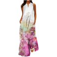 thumbnail image 2 of ICHUANYI Clearance Women's Summer Fashion Printed V-Neck Sleeveless Pullover Pocket Dress(Red, XL) ICHUANYI WER2023081017286, 2 of 5
