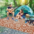 thumbnail image 4 of 8x10 Large Outdoor Rug for Patio Rugs Waterproof, Reversible Plastic Straw Rug Medallion Pattern, Vintage Camping Rug, Foldable Lightweight Carpet for RV, Porch, Deck, Backyard, Balcony(Brick Color), 4 of 9