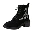 thumbnail image 2 of Roncen Women's Casual Vintage Chunky Heel Mid-Calf Boots - Retro Floral Embroidery Lace-Up Work Boots with Side Zipper and Platform Sole for Commute & Office Wear, 2 of 8