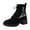 Black, variant on Black Women Fashionable Casual Mid Tube Versatile Side Zipper Boots With Flower Embroidery Temperament Commuting Round Head Thick Sole Thick Heel Lace Up Short Tube Work Style