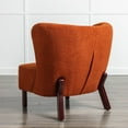 thumbnail image 4 of Sherpa Accent Chair, Mid Century Modern Lamb Fleece Armchair with Wooden Legs, Button Tufted Upholstered Comfy Reading Single Sofa Chairs, for Living Room, Bedroom (Burnt Orange), 4 of 9