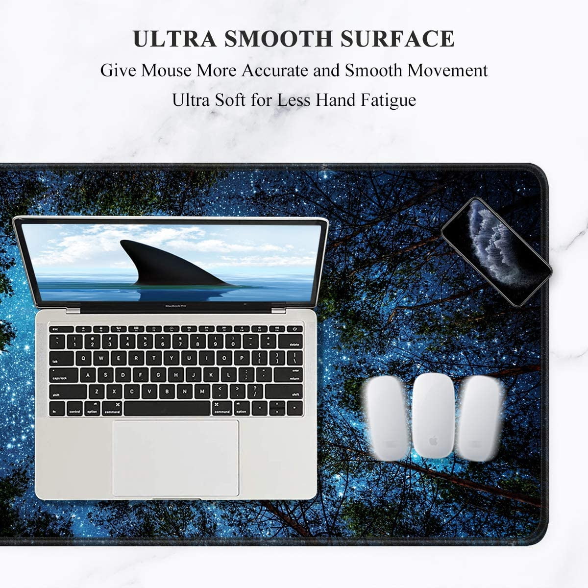 Large Mouse Pad, XXL Gaming Mousepad, Desk Mat for Desktop, Thick Rubber, Big & Long Size, Stitched Edges, Full Desk Pad for Laptop & Computer, Extended 35.4 x 15.7 in, Silent Night Sky