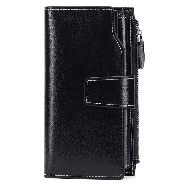 SENDEFN Women's Leather RFID Blocking Wallet - Large Capacity Clutch With Zipper & Card Slots