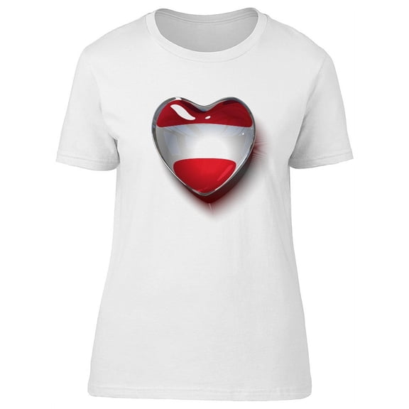 Austria Flag Glass Heart T-Shirt Women -Image by Shutterstock, Female x-Large