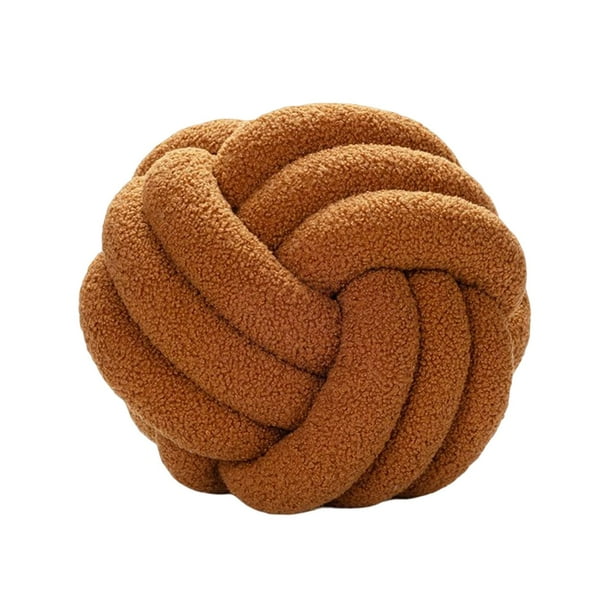 Plush Knot Ball Pillow Diameter 22cm Room Decoration for sofa Couch Brown