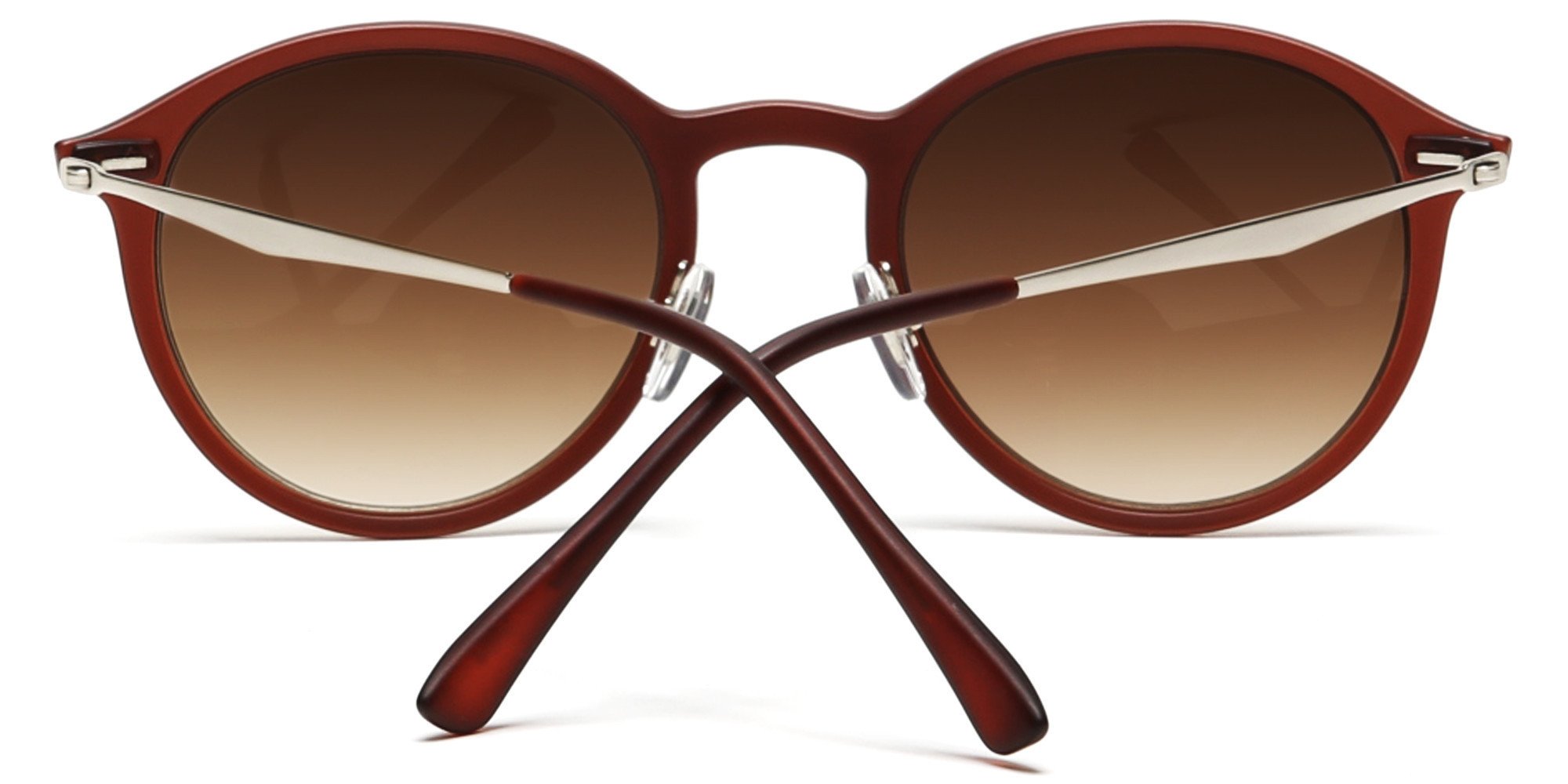 Round Liz-LA Designer Fashion Sunglasses TR90 Frame Red Brown - Red - image 3 of 4