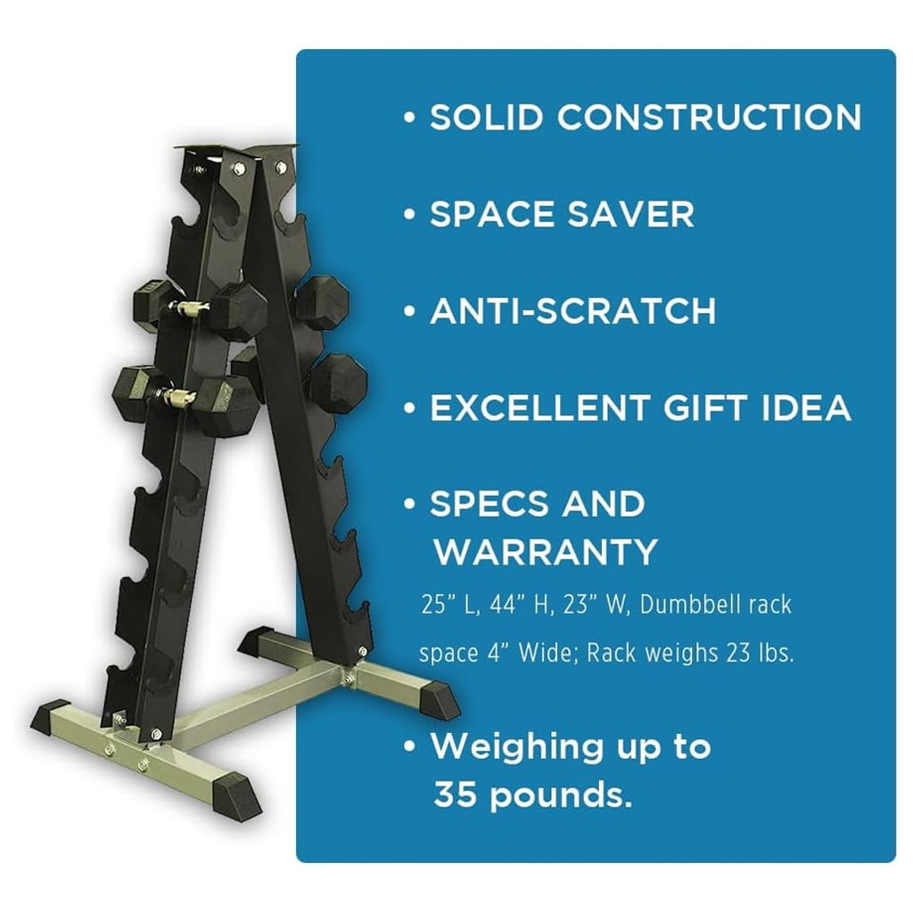 Maximize Floor Space with Our A-Frame Dumbbell Rack Stand - Solid Construction, Anti-Scratch, Holds 6 Pairs