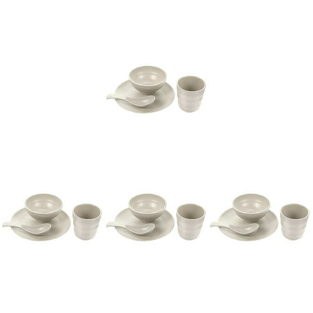 

HOMEMAXS 4 Sets Unbreakable Bowl Kit Anti Fall Tableware Bowl Cup Plate Kit Soup Bowl Set Kitchen Dinnerware