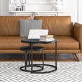 thumbnail image 4 of vfytbgnhj Small Coffee Table   Round End Tables for Living Room  Modern Black Nesting Tables  Farmhouse Wood Side Table With Metal Frame  Easy Assembly  Stacking, 4 of 7