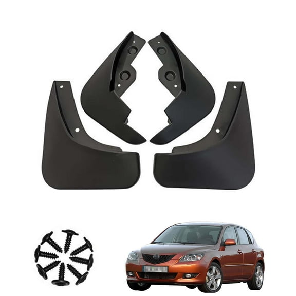 Car Fenders Fit For Mazda 3 2004-2008,Front And Rear 4 Pieces Car Mudguards Wheel Tire Flaps,Mud Flaps Splash Guards, Mud Guards-Black