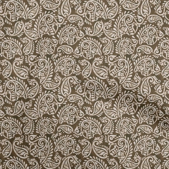 oneOone Silk Tabby Brown Fabric Asian Batik Paisley Dress Material Fabric Print Fabric By The Yard 42 Inch Wide