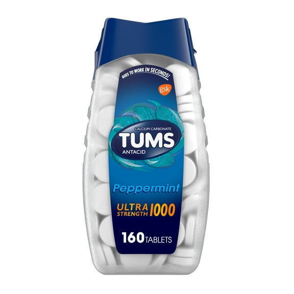 Tums Ultra Strength Antacid Tablets for Heartburn Relief, Peppermint, 160 Count