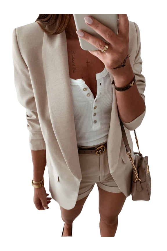 Women Blazer Suit Tops Jacket Slim Casual Ladies Office Evening Cardigan Coat Outwear Autumn Winter Stylish Long Sleeve Cardigan Blazer