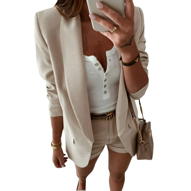 Sexy Dance - Women Long Sleeve Cardigan Casual Lapel Work Office Blazer Suit Jacket Top Coat