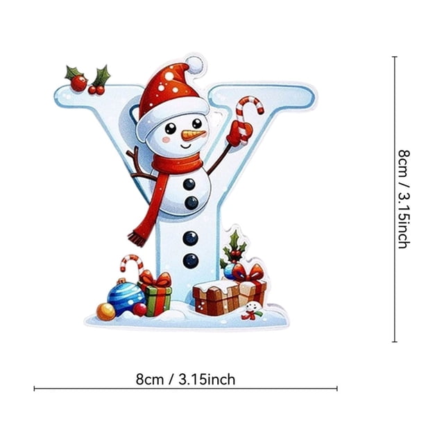 Christmas Tree Ornament Acrylic 2D Snowman Letter Pendant With Red Silk Jute And Gold Ribbons For Holiday Decoration