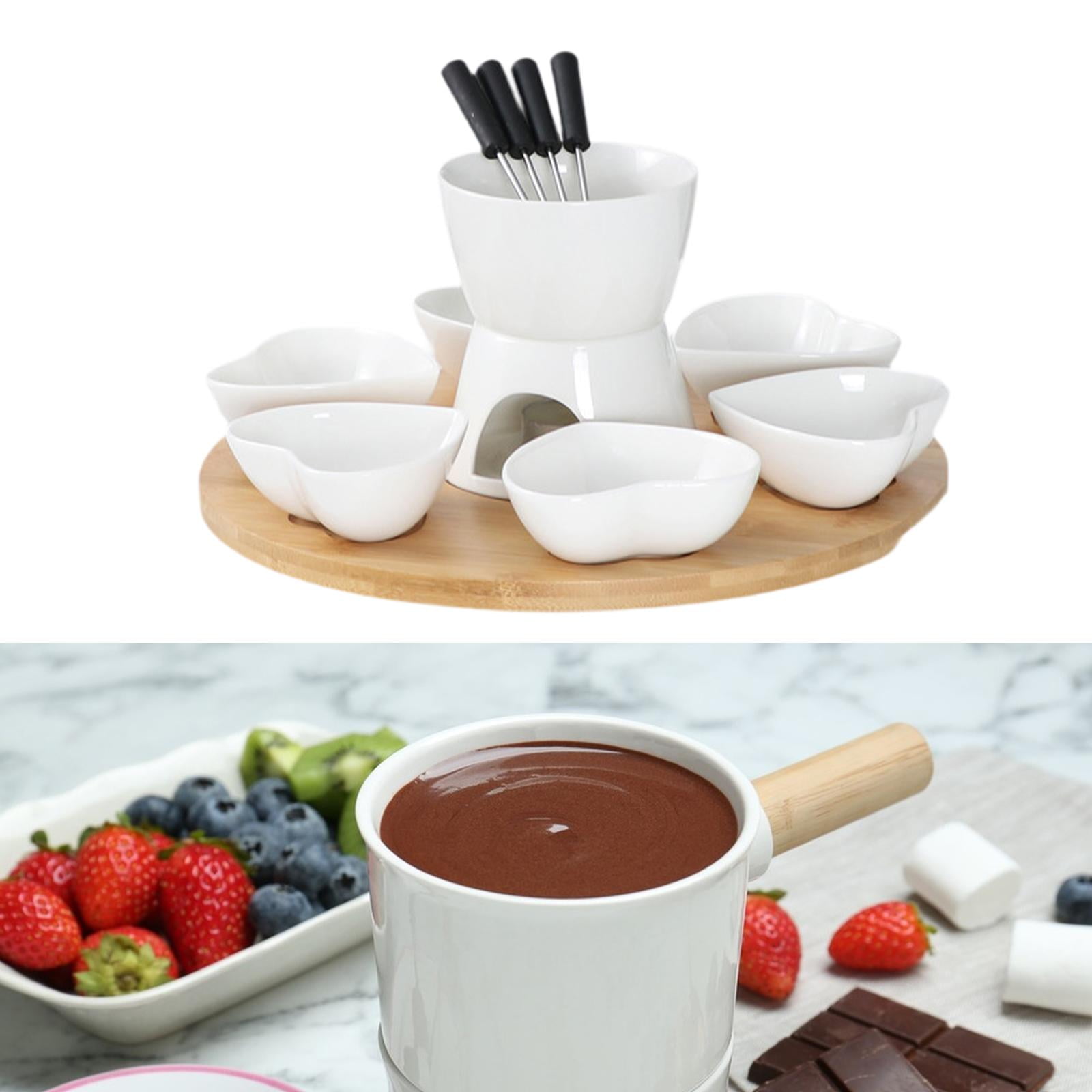 Set Fondue Au Chocolat – Mug En Céramique Avec 4 Fourchettes Et Bougie – Pour Maison Ou Restaurant - 7