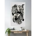 thumbnail image 2 of A Striking Lion, Elephant And Zebra Composed Of Elegant Contours Poster Wall Art, Modern Wall Decor For Living Room Bedroom, 24x36 UNFRAMED, 2 of 3