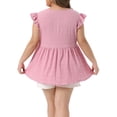 thumbnail image 4 of DARING DIVA Women's Plus Textured Tops Summer V Neck Ruffle Blouses 1X Pink, 4 of 6