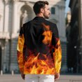 thumbnail image 3 of HELLHERO Flame Print Polyester Formal Coat with Lightweight, Regular Fit Slim Fit Blazers Suit for Casual, 3 of 8