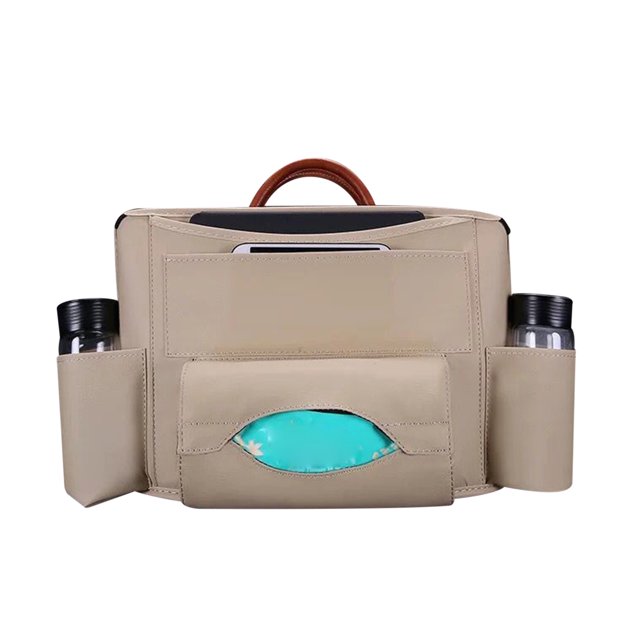 CARTTOU Leather Car Net Pocket Handbag Holder Multifunction Between the Car Seat Hanging Bag