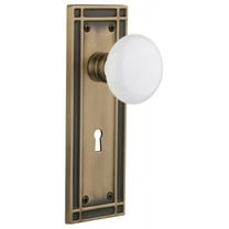 Nostalgic Warehouse Miswhi_Psg_234_Kh White Porcelain Solid Brass Passage Door Knob Set -