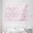 thumbnail image 1 of Flower Tapestry, Watercolor Pastel Colored Romantic Florals Petals and Buds Art Print, Wall Hanging for Bedroom Living Room Dorm Decor, 80W X 60L Inches, Light Pink Black and White, by Ambesonne, 1 of 2