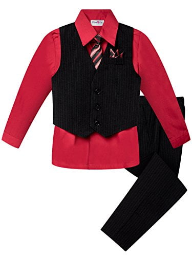 OLIVIA KOO Boys Solid 5-Piece Formal Suit Set with Matching Neck Tie 