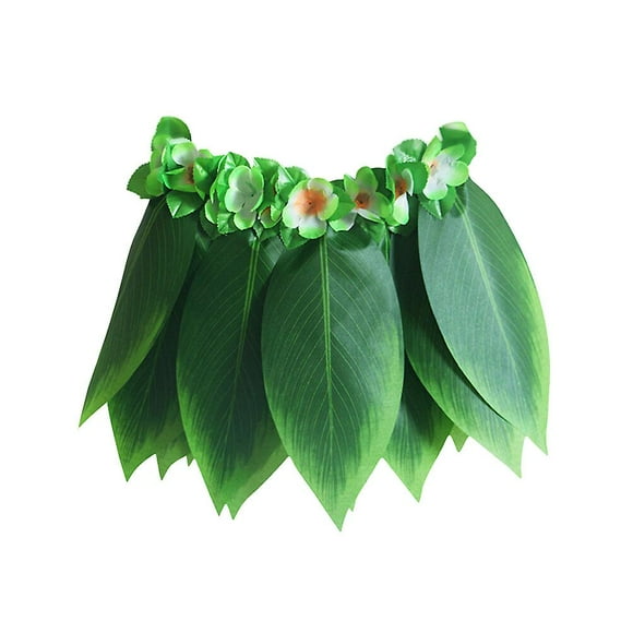 Ti Leaf Hula Skirt Hawaiian Leaf Skirt Green Grass Skirt With Artificial Flowers For Beach Luau Party Supplies