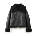 thumbnail image 1 of Women's Jacket with Collar Long Sleeve Zipper Pocket Double sided Motorcycle Style Spring New Style Jacket black L, 1 of 5