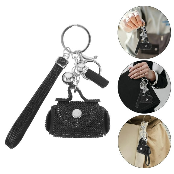 Baluue Tassels Key Chain Mini Bag Keychain Black Boho Flair 1Pcs
