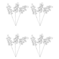 Gymnture christmas 12pcs Silver Sequin Christmas Berry Stems for Wreath & Tree