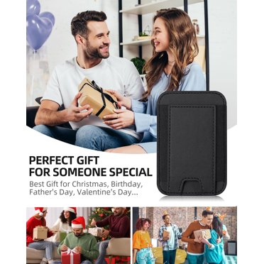 Magnetic Phone Wallet Compatible With Apple MagSafe, Minimalist Leather Wallet, RFID-Blocking Card Holder For IPhone 16 Pro Max/16 Plus/16, For IPhone 15 Pro Max/15 Plus/15 Pro/14/13/12-Black