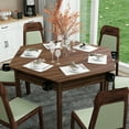 thumbnail image 6 of [Luckynote]Board Game Table with Removable Table Top for 6 Players, Hexagon Gaming and Dining Table with Solid Wood Legs, Non-Slip Play Mat, Rotating Cup Holders-Rustic Brown, 6 of 13