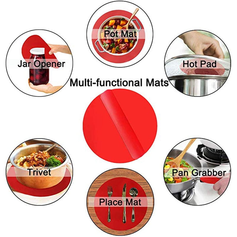 Red 12 Diameter KOBWA Silicone Microwave Mat,Non Stick Oven Mat,BPA Free Kitchen Tool 
