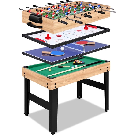 12-in-1 Game Table - 48" Combo Game Table, Ping Pong Table, Foosball Table, Air Hockey Table, Pool Table - Sports Arcade Games with Accessories - Ideal for Game Rooms and Family Game Nights!