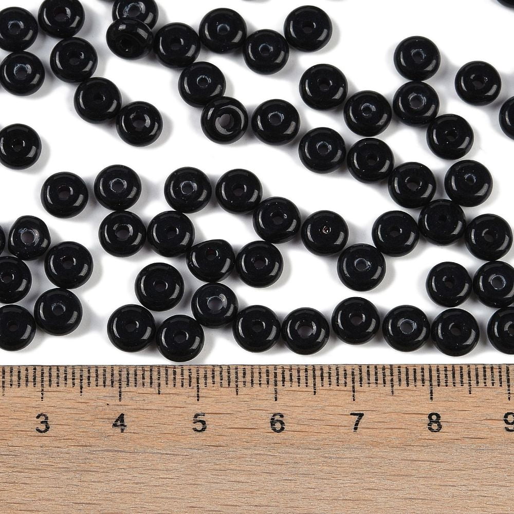 Transparent Colours Glass Seed Beads Donut Black 6.5x3mm Hole: 1.8mm about 1363pcs/pound