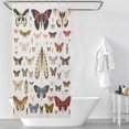thumbnail image 3 of Butterfly Insect Shower Curtain, Vintage Gray Specimen Art Watercolor Butterfly Waterproof Shower Curtain, Personalized Decorative Privacy Shower Curtain 12 Hooks Polyester Fiber 36x72In, 3 of 6