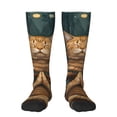 thumbnail image 1 of Fotbe Surreal Meditating Cat Calcetas Divertidas Estampadas para Hombre y Mujer, Calcetas de Algodón hasta la Rodilla para Caminar, Correr, Enfermería y Embarazo, 1 of 6