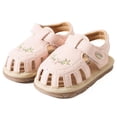 thumbnail image 4 of LIIPEE Baby Girls Sandals Kids Casual Summer Flower Embroidered Crib Shoes Fashion Hollow Out Hook And Loop First Walkers Prewalkers Footwear,9-12 Months, 4 of 9