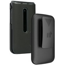 Nakedcellphone [Grid Texture] Snap-On Hard Case Cover with [Rotating/Ratchet] Belt Clip Holster Holder for LG Wine 2 LTE Flip Phone (LM-Y120) from US Cellular