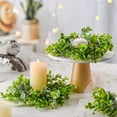 thumbnail image 4 of 4 Piece3 Eucalyptus Candle Rings Artificial Greenery Wreath Mini Eucalyptus Candle Wreaths for Pillars Farmhouse Wedding Table Party Home Decor, 4 of 9